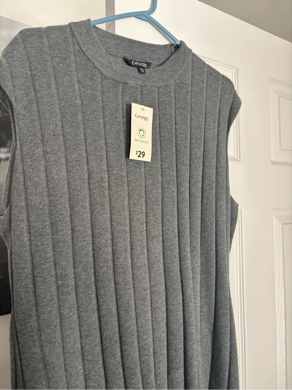 George Women’s Sleeveless Rib Knit Polyester Dress - Gray